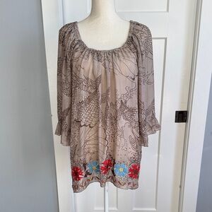 Elegant Light Brown Patterned Women's Top